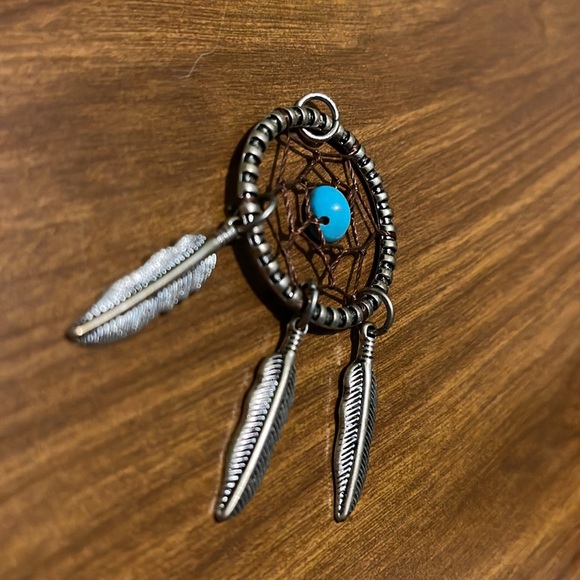 Dream catcher with blue stone necklace charm - Picture 2 of 3